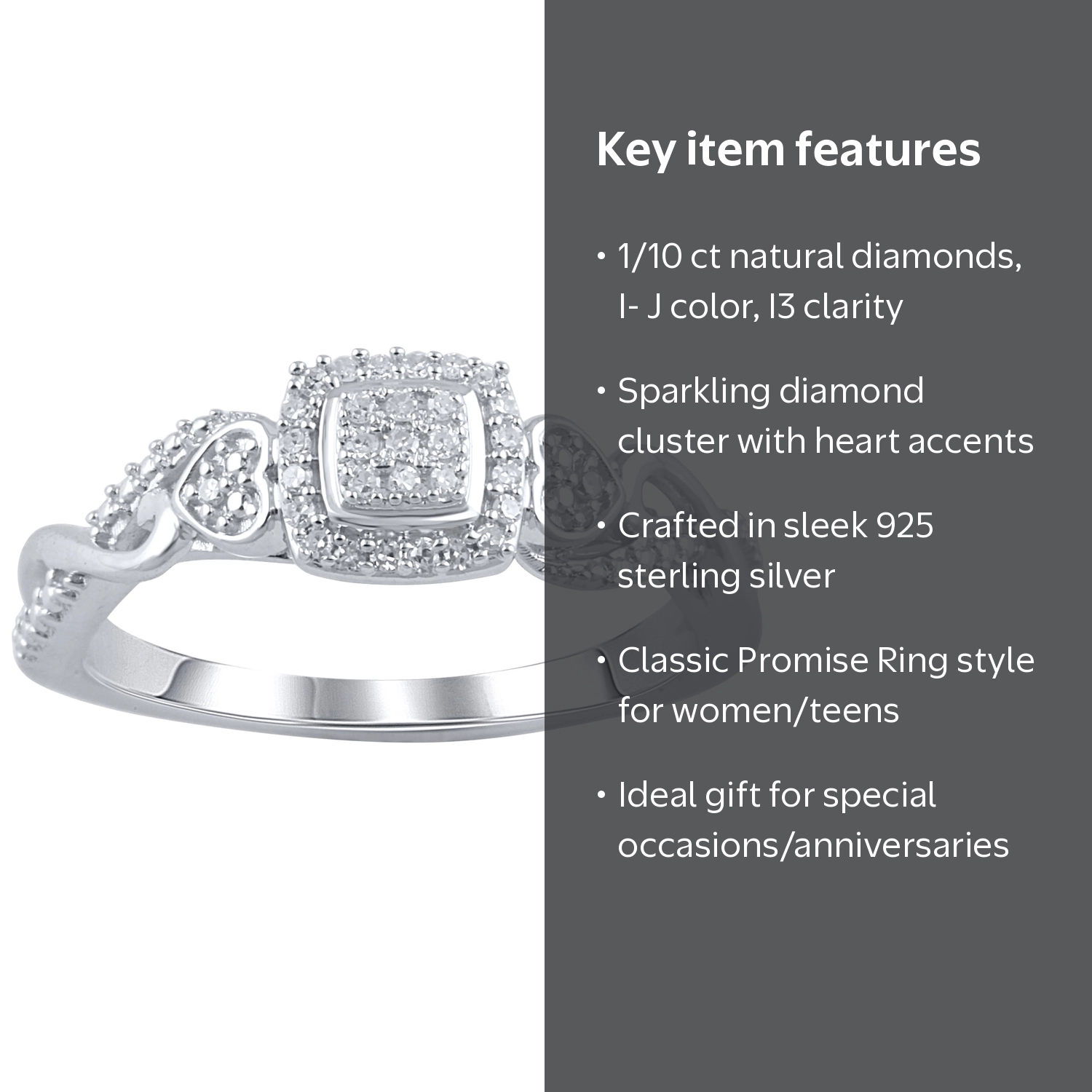 1/10 Ct (I3 Clarity, I-J Color) Hold My Hand Diamond Women's Ring