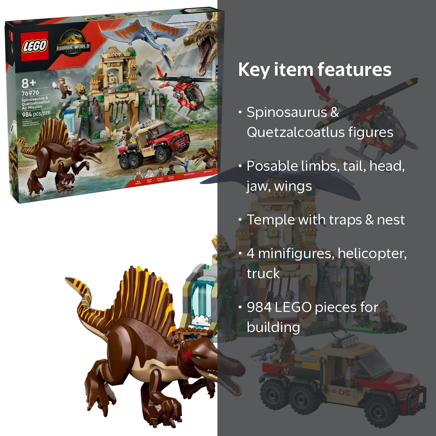 LEGO, Dinosaur Toy Set, 76976, Air Mission with 2 Massive