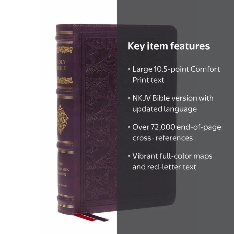 NKJV Large Print Reference Bible, Purple Leathersoft, Red Letter