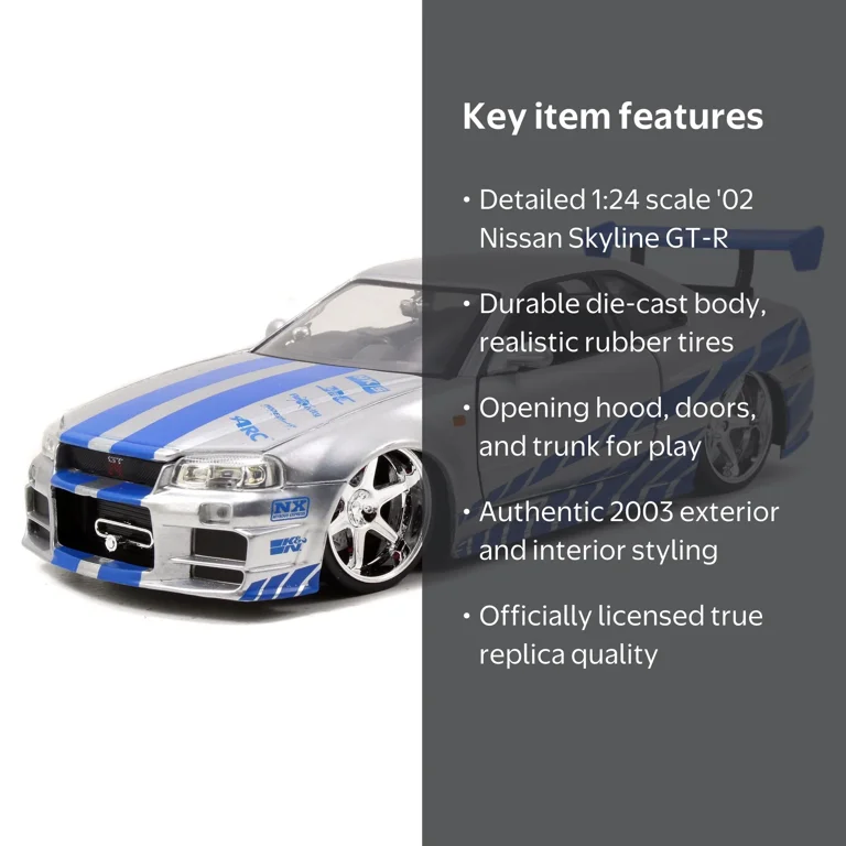 Fast and the Furious, 1:24 Scale Car, Silver, Performance Wheels