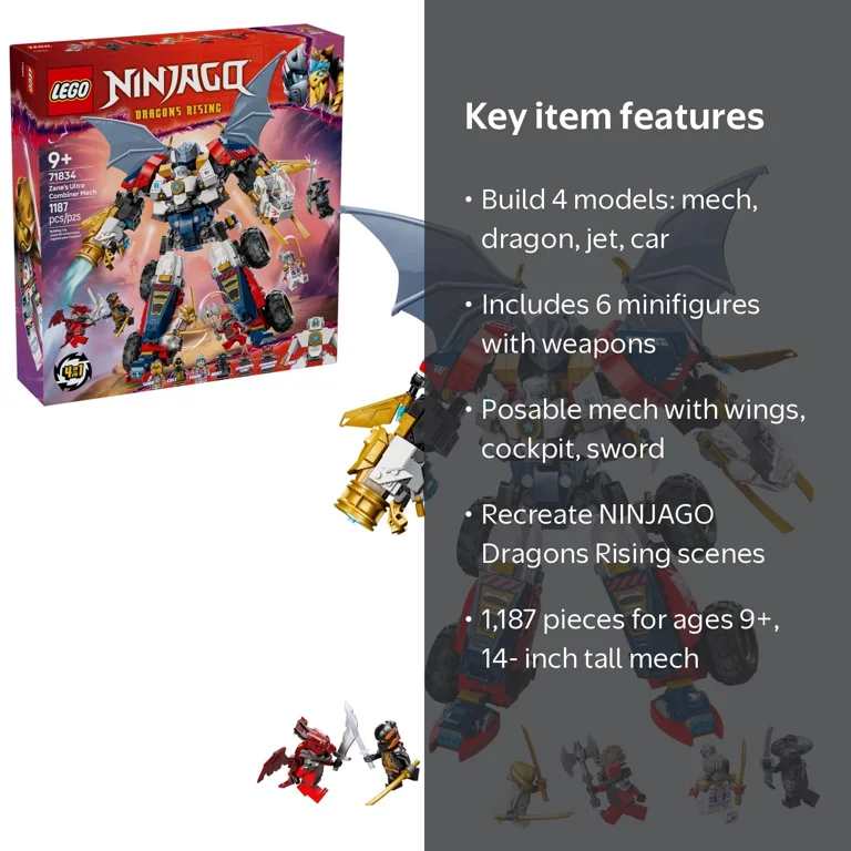 四人一組4枚セット LEGO, NINJAGO Zane's Ultra Combiner Mech, 4-in-1 Building Toy Set