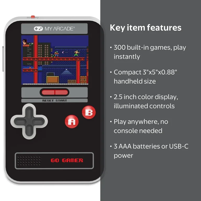 My Arcade, Handheld Video Game System, 300-in-1, Black & Red