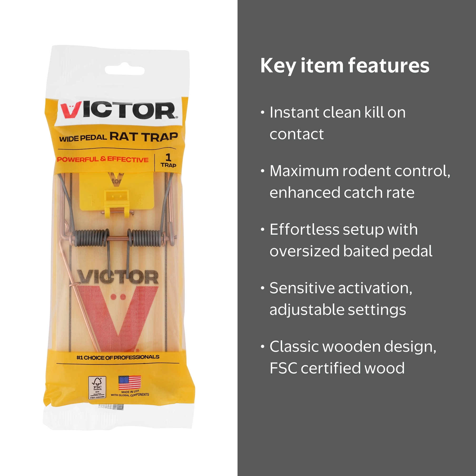 Victor, Easy Set Extended Trigger Rat Trap, Wooden Rat Trap
