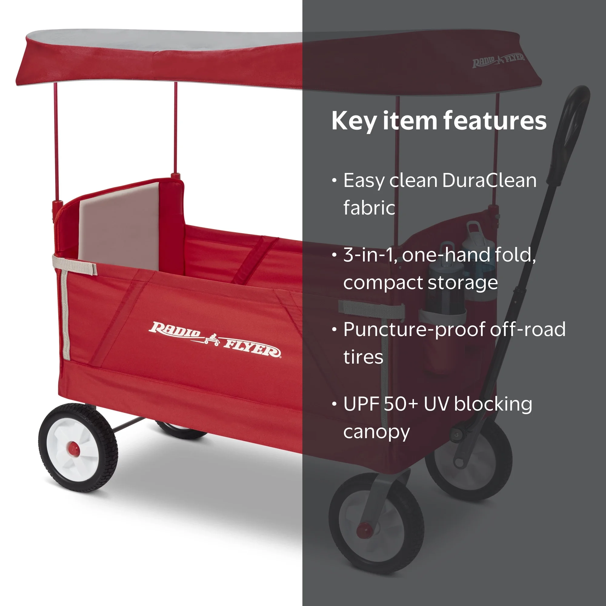 Radio Flyer, Kids Wagon, 3-in-1 off-Road EZ Folding with Canopy
