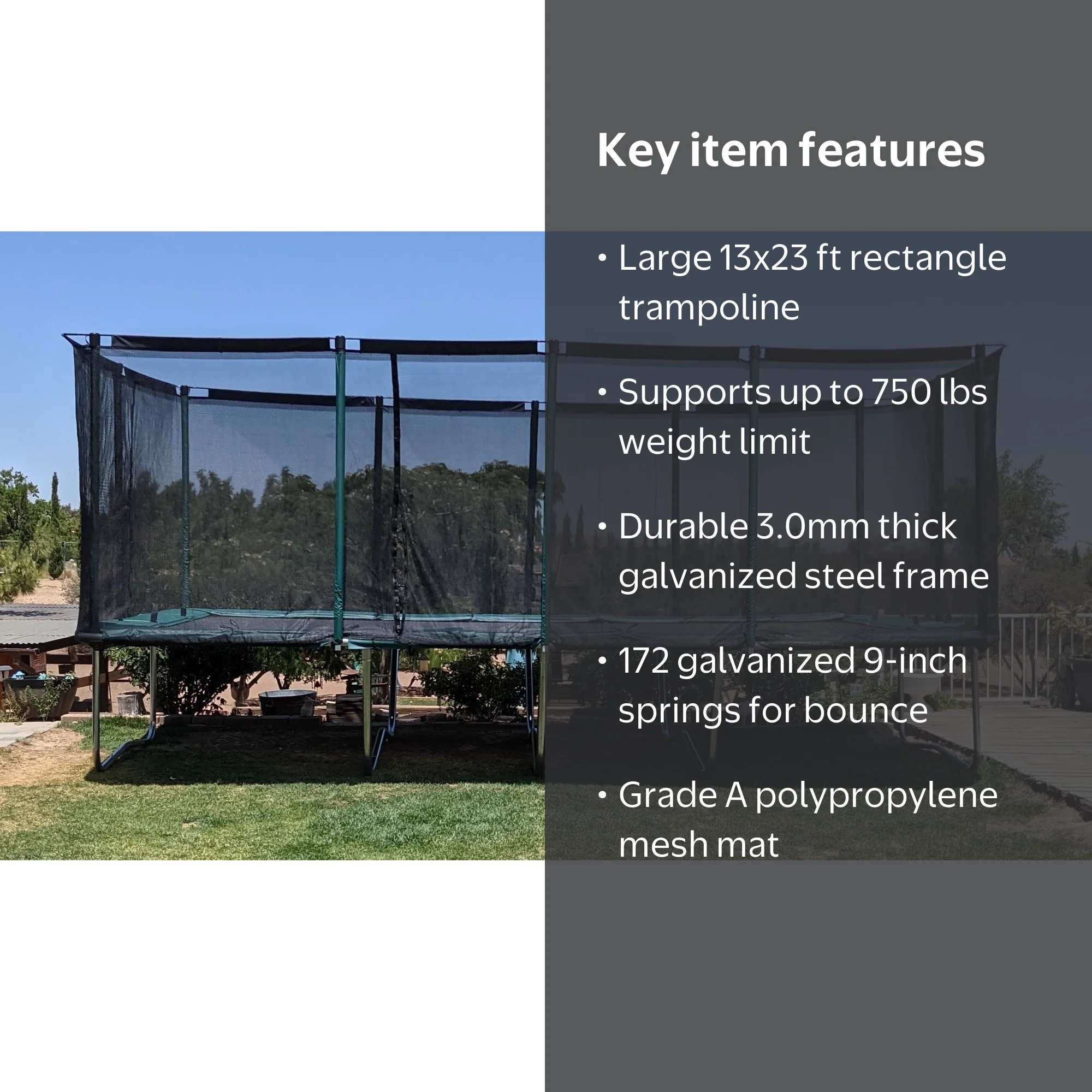 Galactic Xtreme 13x23 FT Exercise Athletic Rectangular Trampoline
