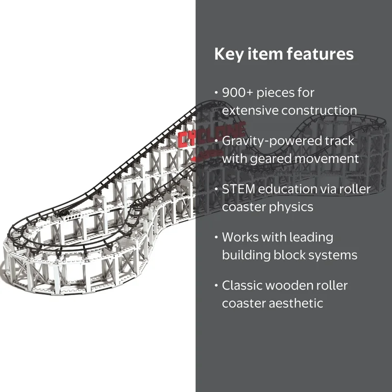CDX Blocks: Cyclone - 900+ Piece Set, Gravity Roller Coaster, STEM