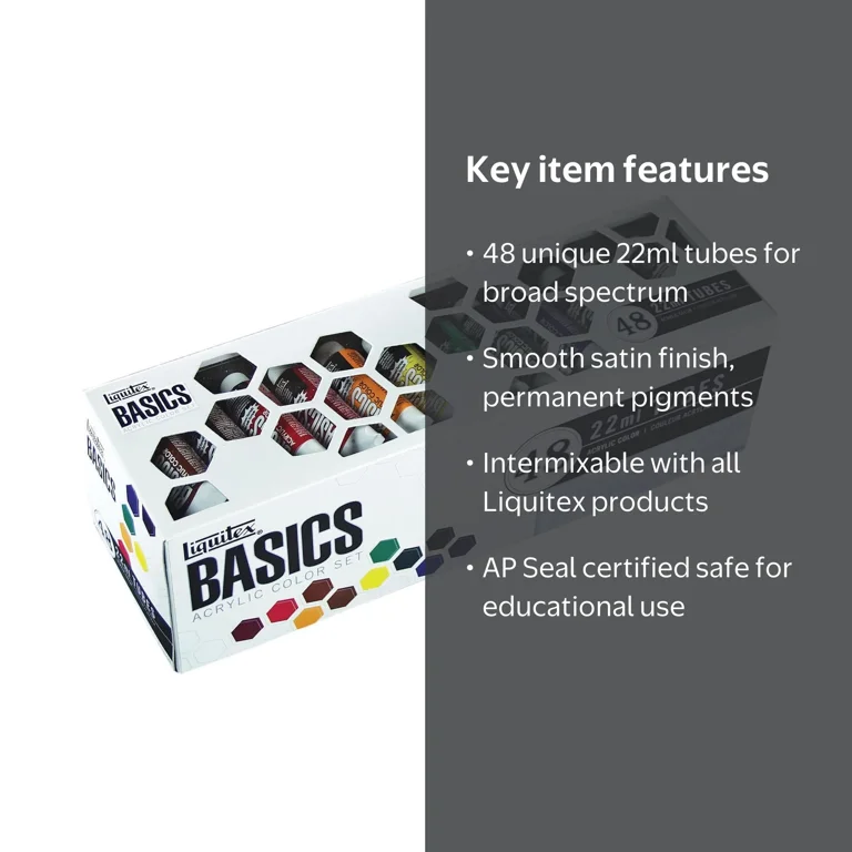 Liquitex, Acrylic Paint Tube Set, 48-Color Spectrum, Student