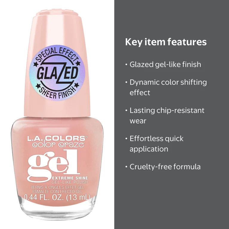 L.A. COLORS Gel Glazed Nail Polish Paris Nights 0.44 fl oz with
