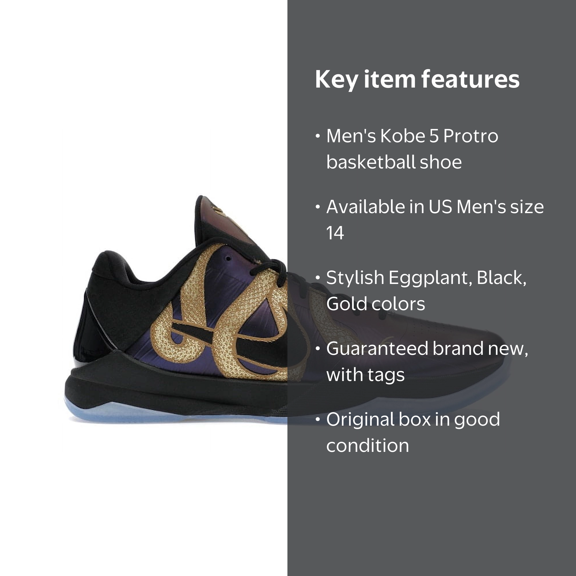 Nike Men's Kobe 5 Protro Year of the Mamba Eggplant Basketball