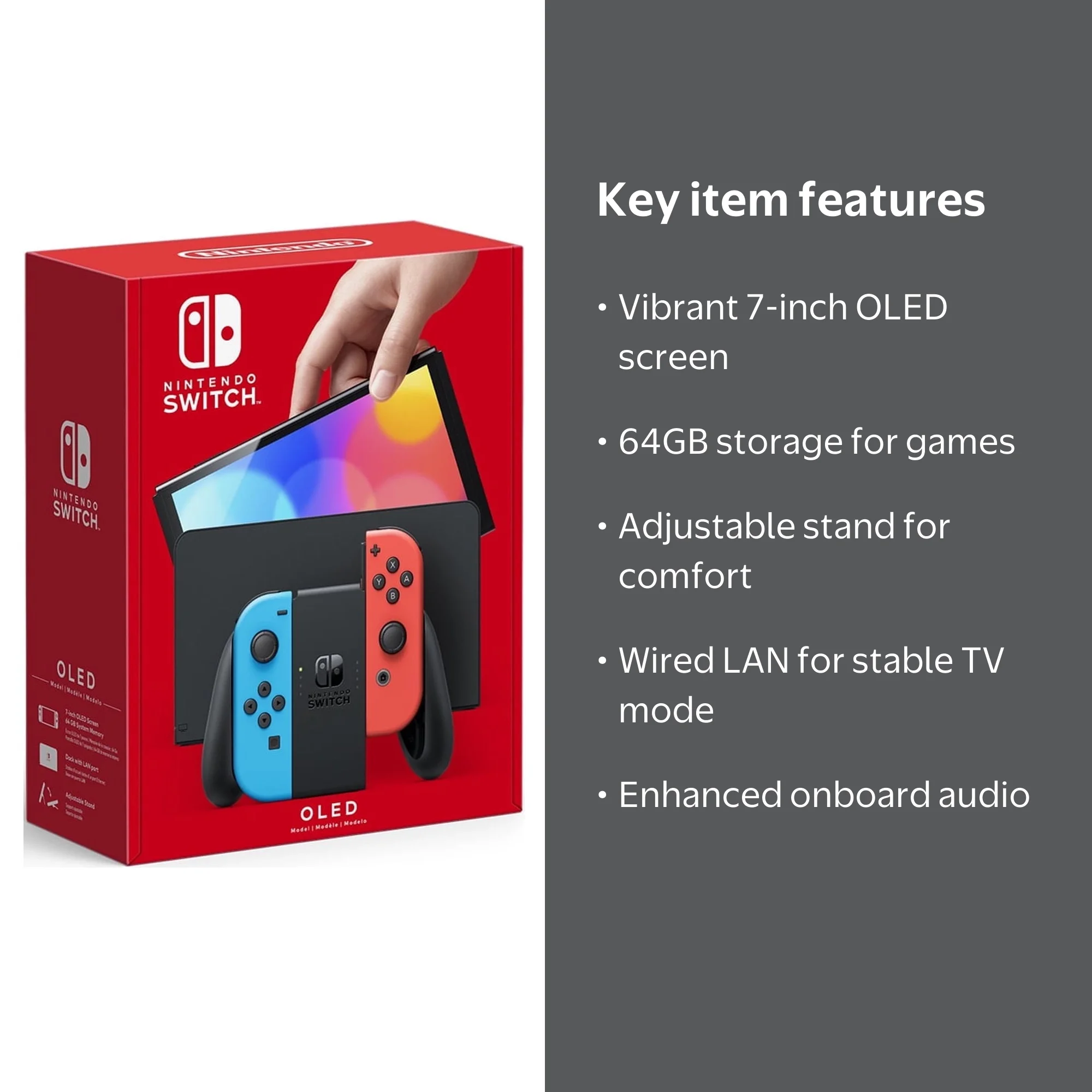 Nintendo Switch - OLED Model with Neon Red & Neon Blue Joy-Con