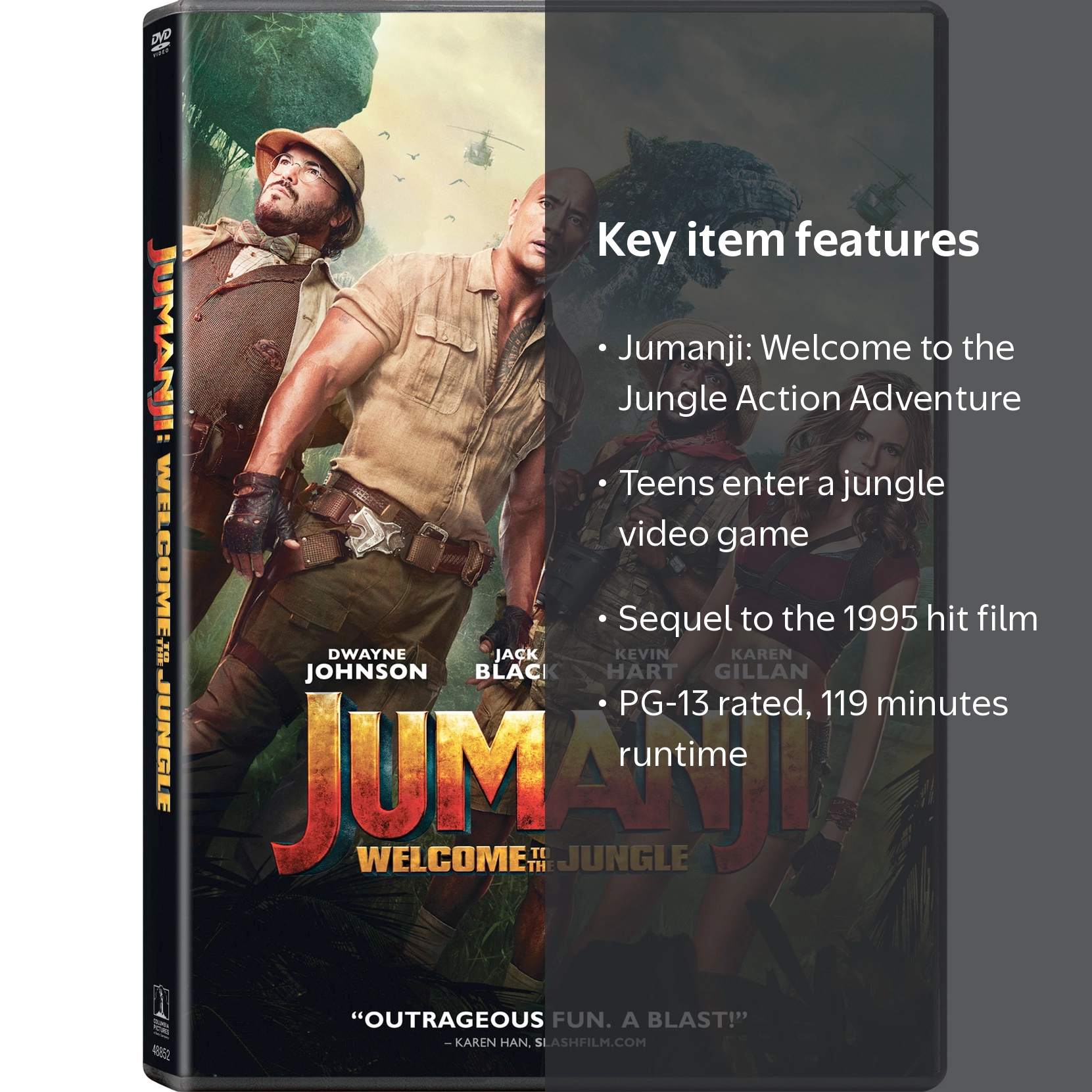 Sony Jumanji Welcome to the Jungle DVD Action Adventure PG-13