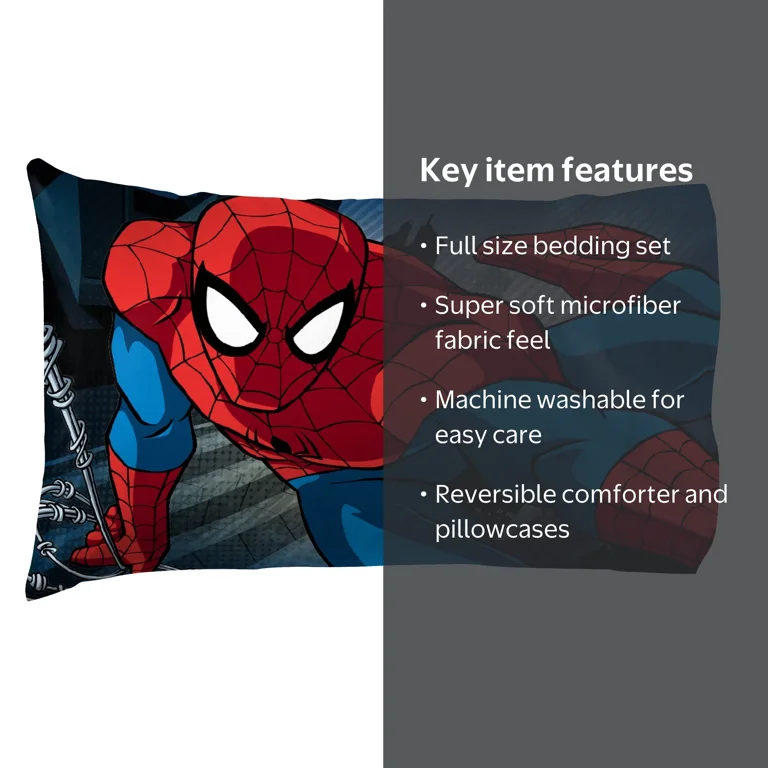 Spider-Man, Comforter Set, Full, Blue and Red, Microfiber