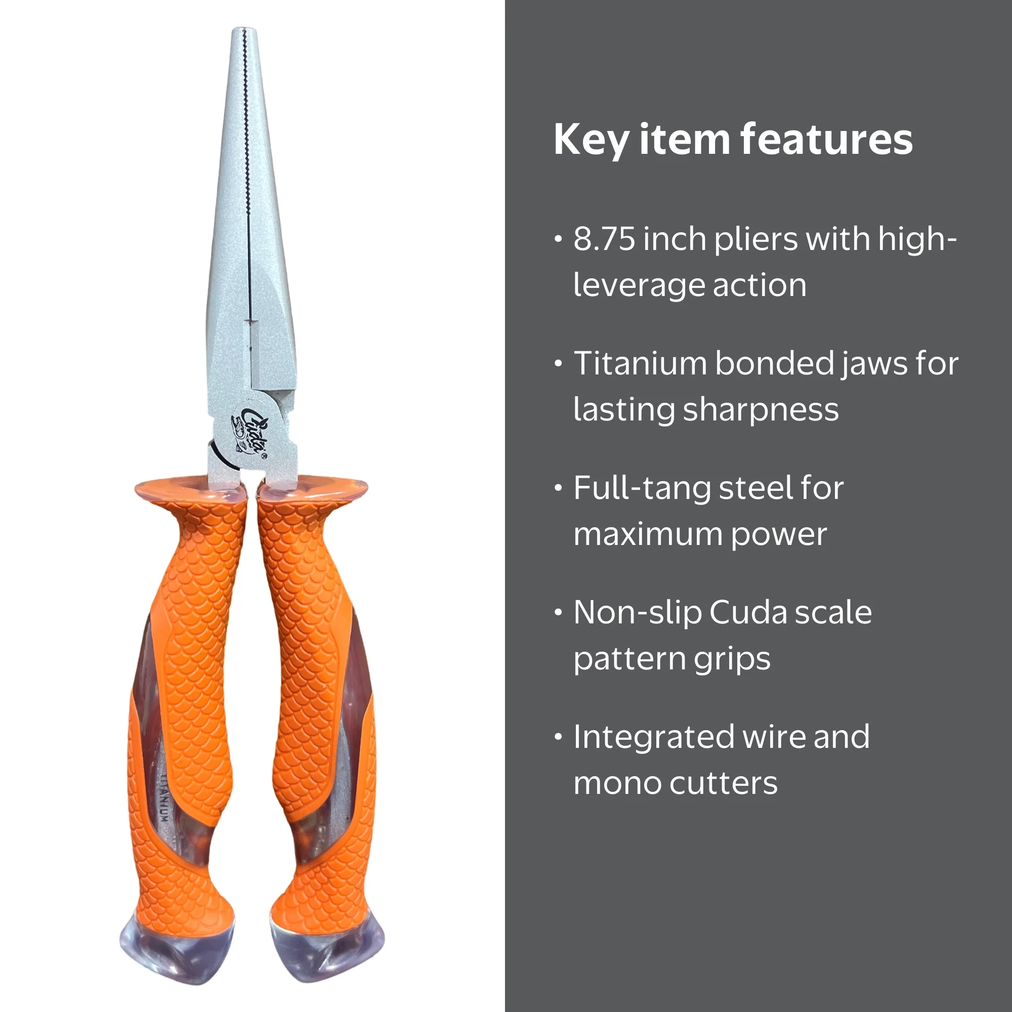 Cuda Fletcher 8.75 Needle Nose Pliers - Titanium Bonded Jaws
