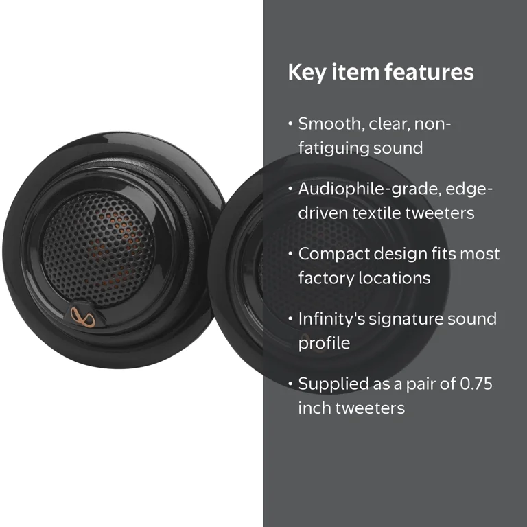 Infinity REF757T 0.75 Inch Car Tweeters - Pair with Adjustable