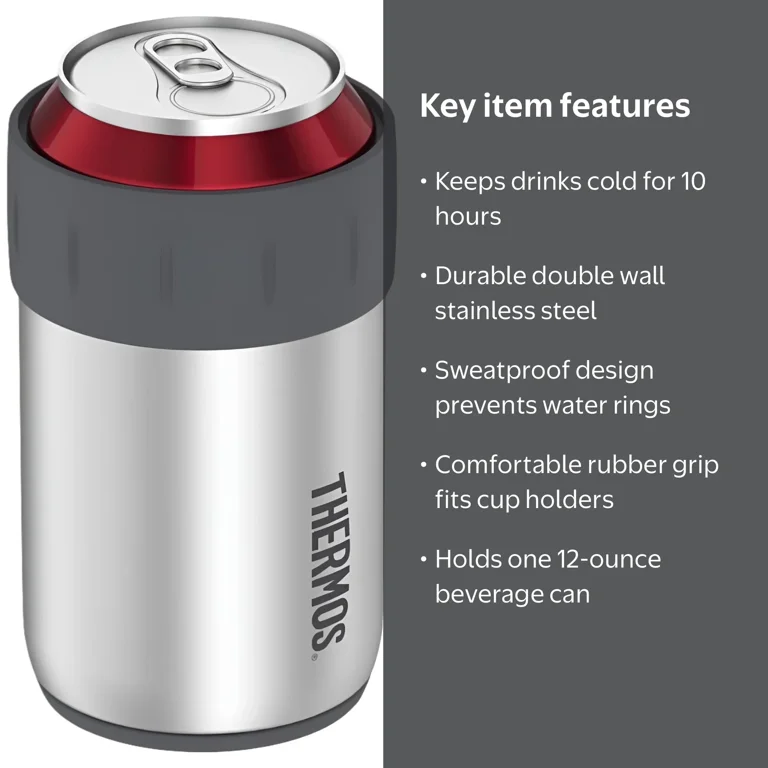 Thermos 12 oz. Stainless Steel Beverage Can Insulator - Cold Drink