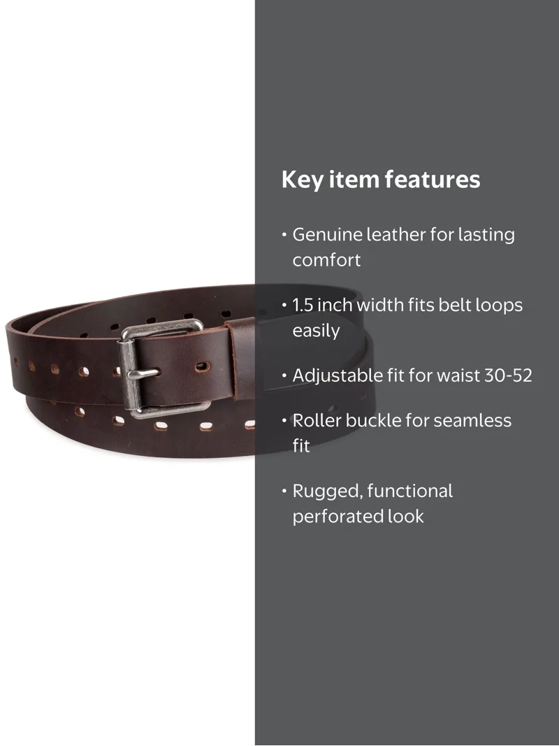 Genuine Dickies Men's Brown Fully Adjustable Perforated Leather