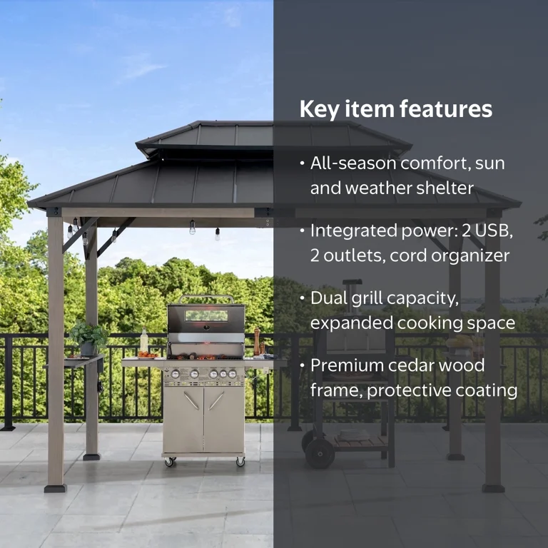 ロイヤルクイーン 28cm 高さ12cm Sunjoy 8ft x 12ft Churchill Cedar Grill Gazebo with AC Power Port