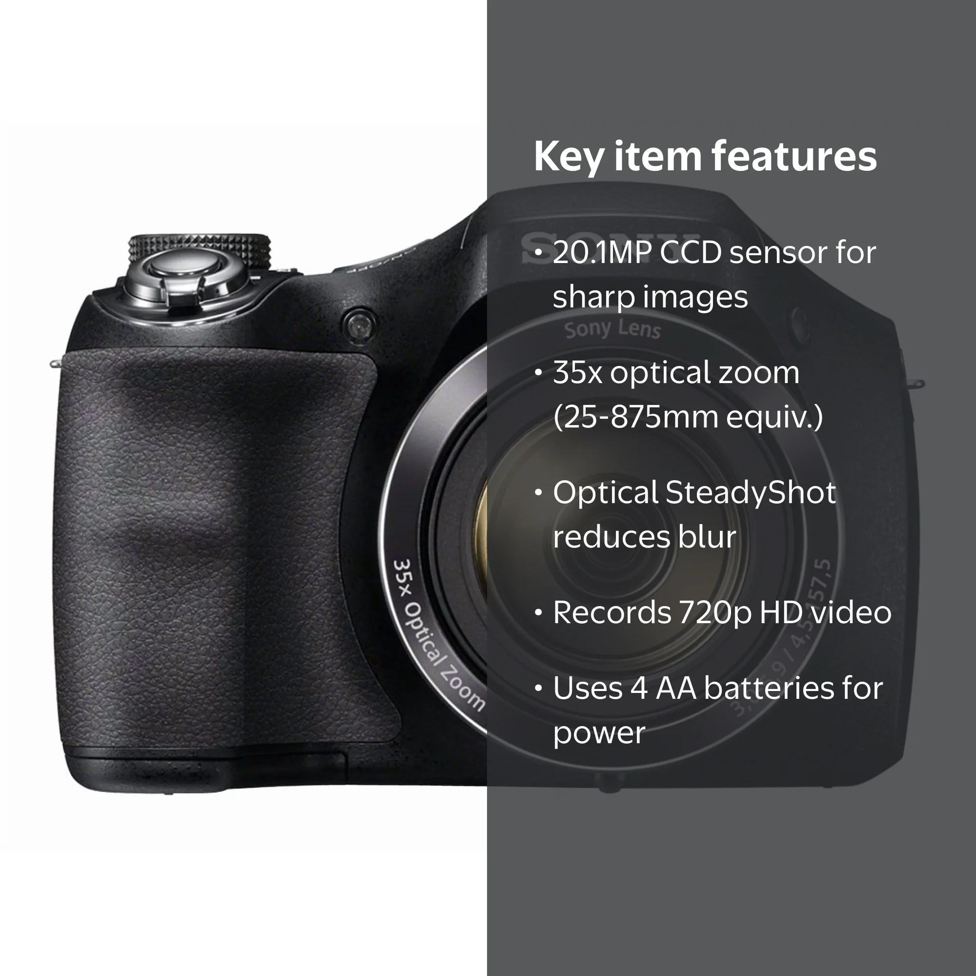 Sony Black DSC-H300/B Digital Camera with 20.1 Megapixels and 35x