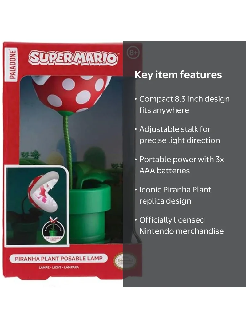 Paladone Super Mario Bros Mini Piranha Plant Lamp 8.3in LED Room