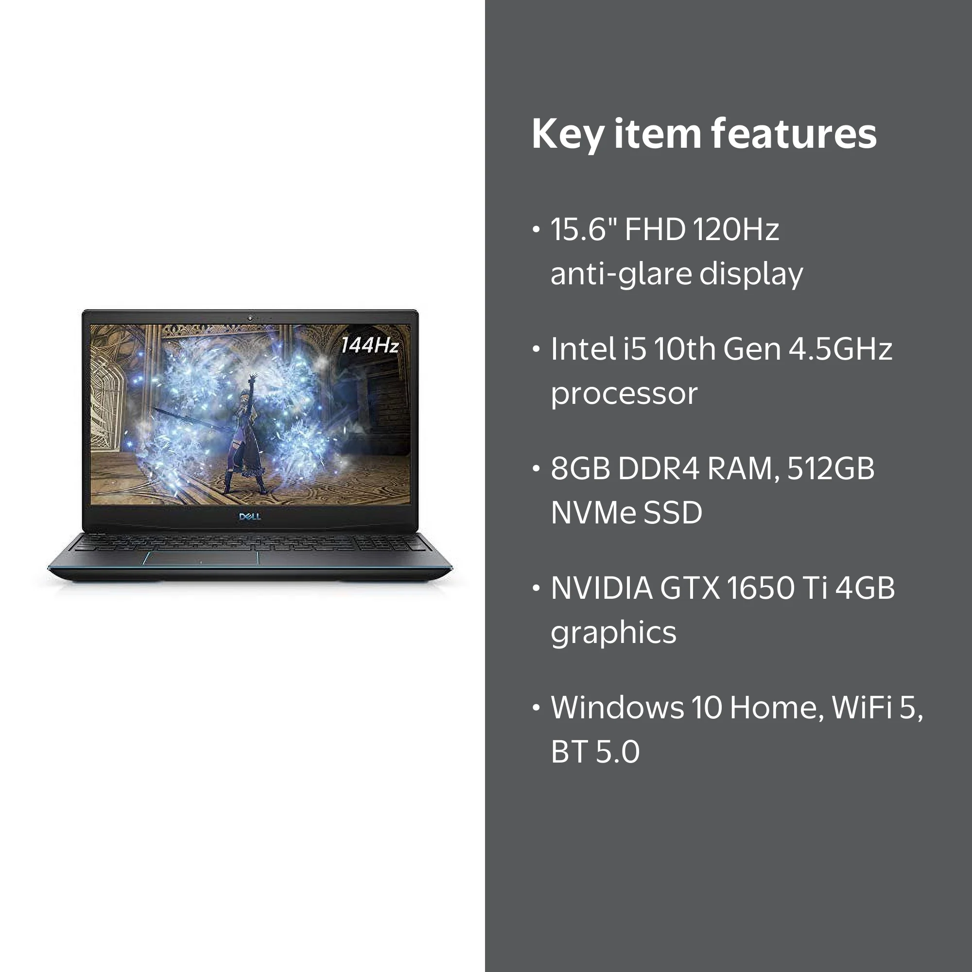 Dell Gaming G3 15 3500, 15.6 inch FHD Laptop - Intel Core i5