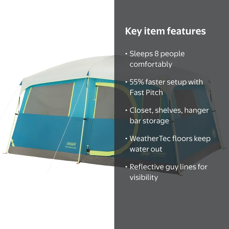 Coleman, Tent, Tenaya Lake™ Fast Pitch™ 8-Person Cabin with Closet