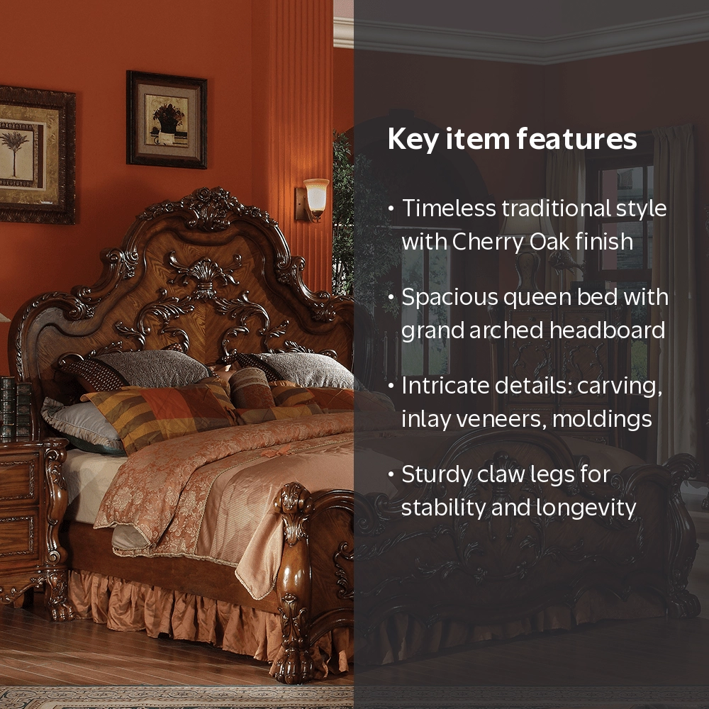 Acme Dresden Queen Bed Cherry Oak - Walmart.com