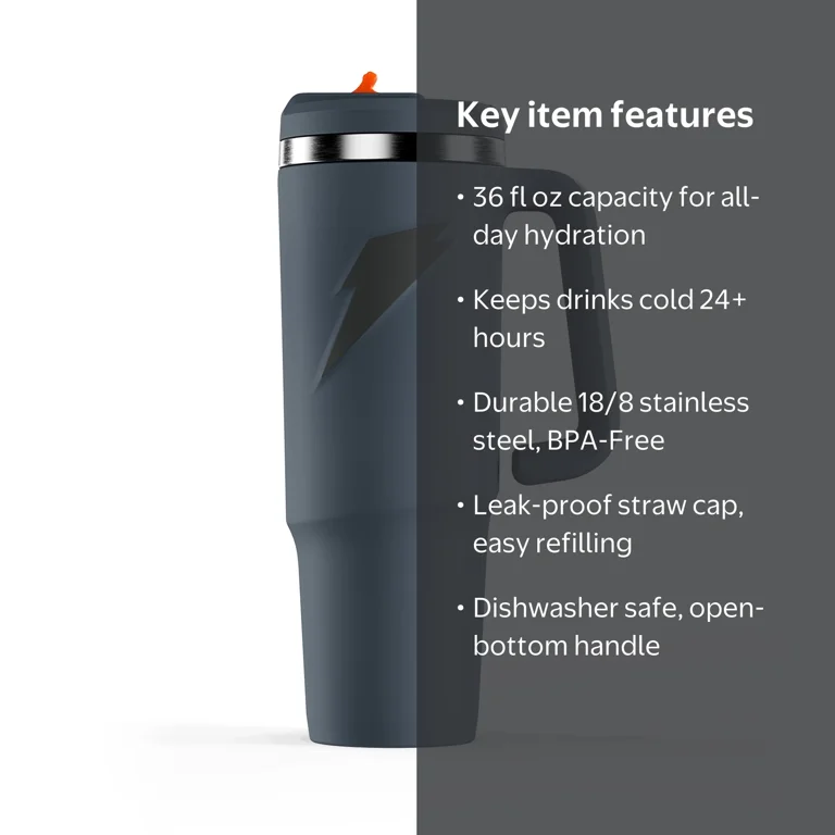 Gatorade Crossover Stainless Steel Tumbler Bottle, Graphite
