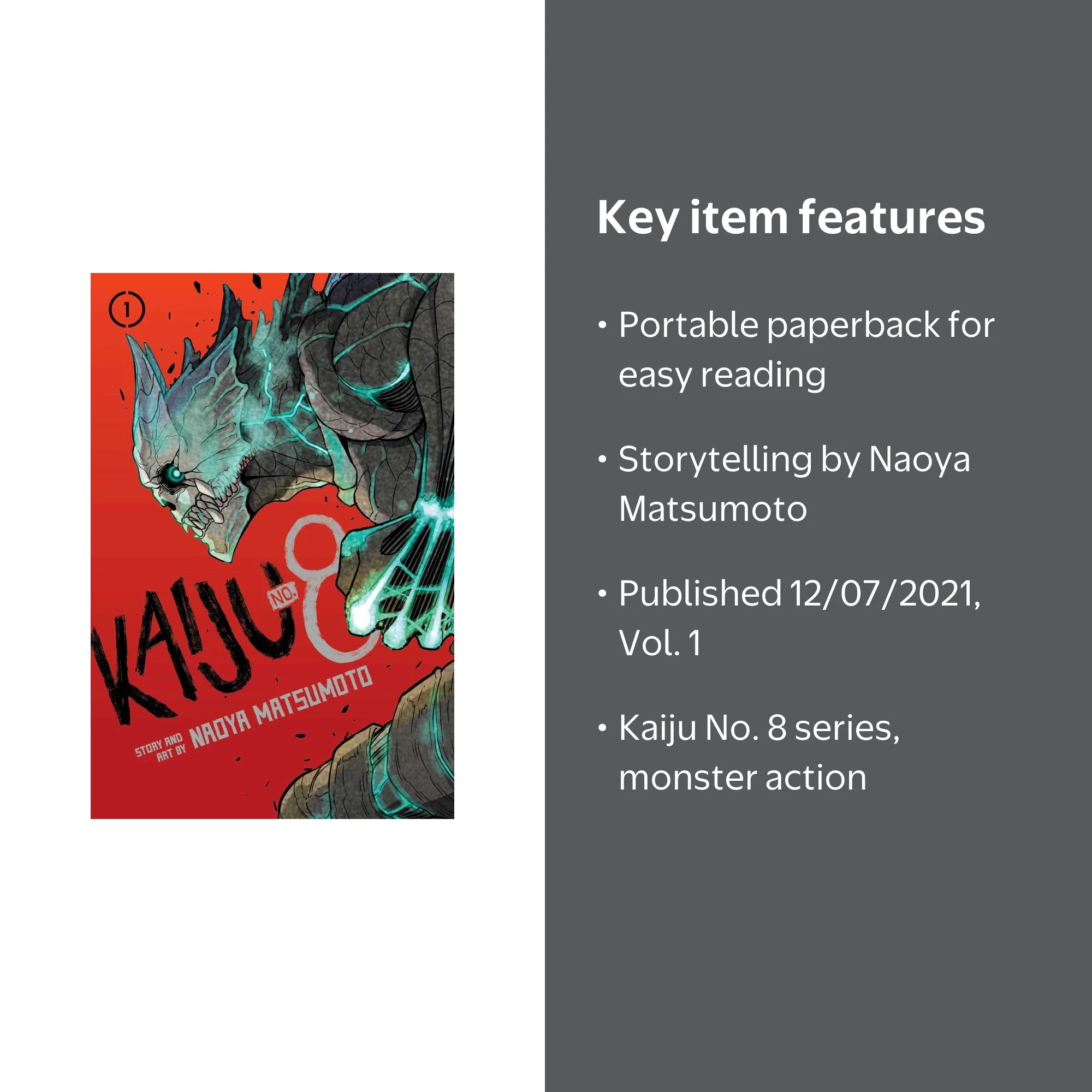Naoya Matsumoto, Manga Paperback, Kaiju No. 8, Vol. 1 - Walmart.com