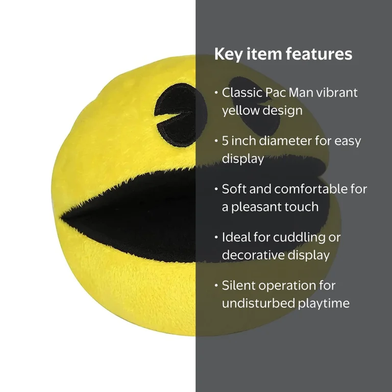 Brand New 5-inch Yellow Pac-Man Plushie - Soft, Soundless Toy