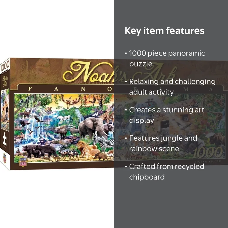恐竜ヌビ×チャコール 3点セット 星秋ページ MasterPieces Inspirational Panoramic Puzzle - Noah's Ark, 1000