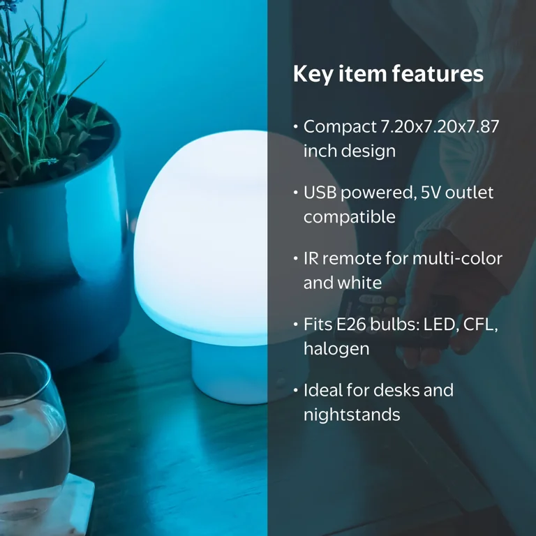 Xtreme Lit New Multi-Color LED Accent Mushroom Lamp with White