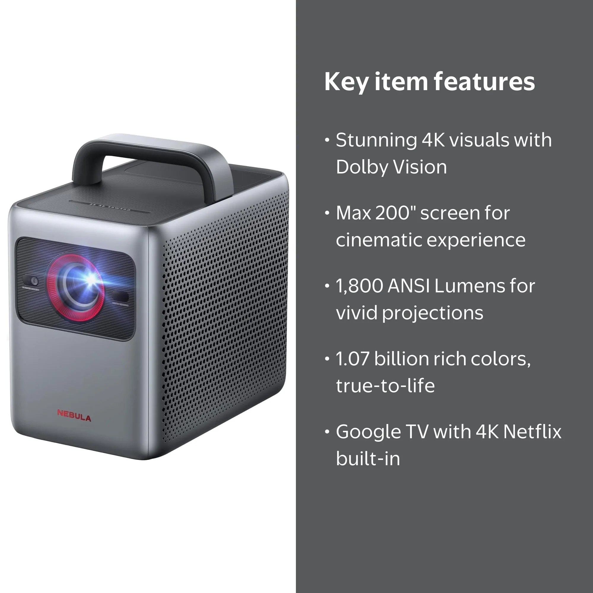 Nebula Cosmos 4K SE Smart Projector, 200