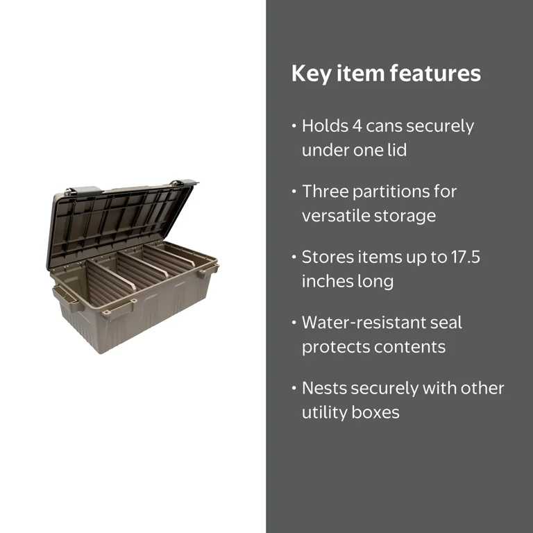 MTM Ammo Crate Divided Utility Box, Dark Earth, 17.5