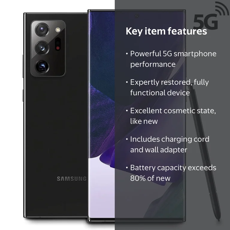 Restored Samsung Galaxy Note 20 Ultra 5G NR 128GB AT&T - Black (SM