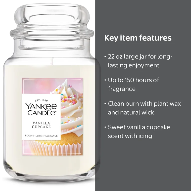 Yankee Candle, Scented Candle, 22 oz, Vanilla Cupcake