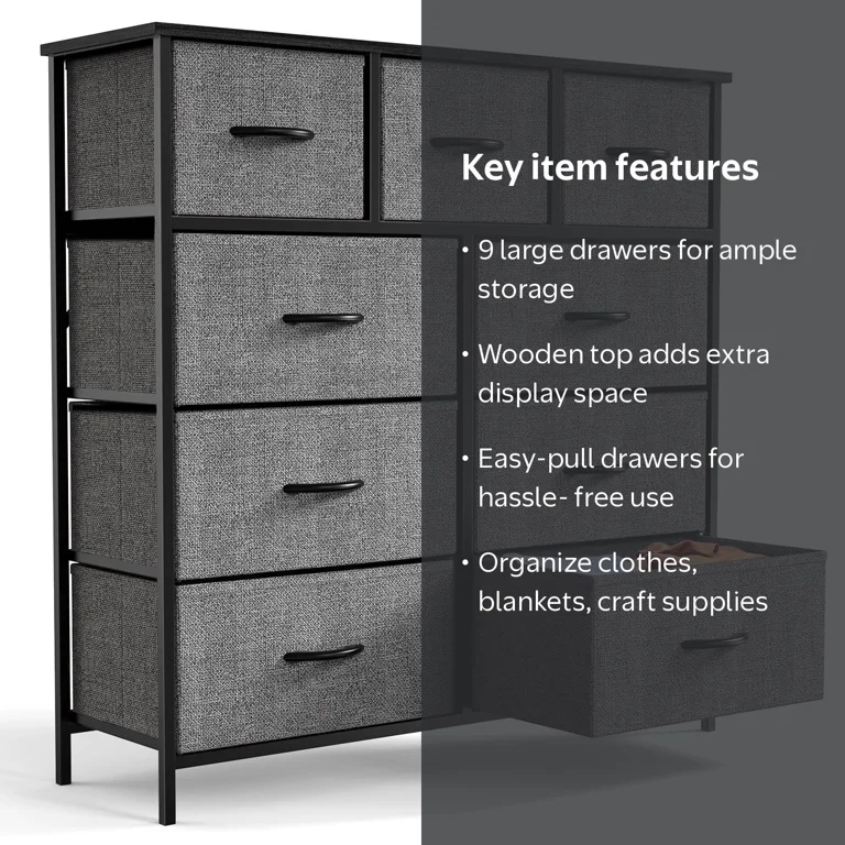 grey dresser nearby edx Fabric for Bedroom, 9 Drawers, Grey, Storage Cabinet Paillette sequins