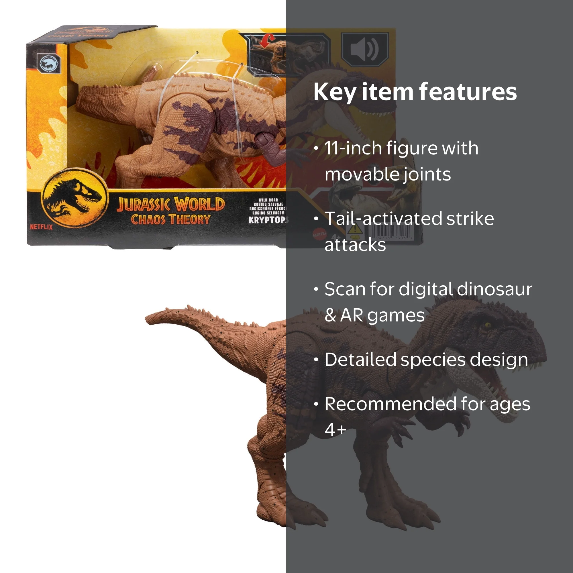 Jurassic World Chaos Theory Wild Roar Kryptops Action Figure