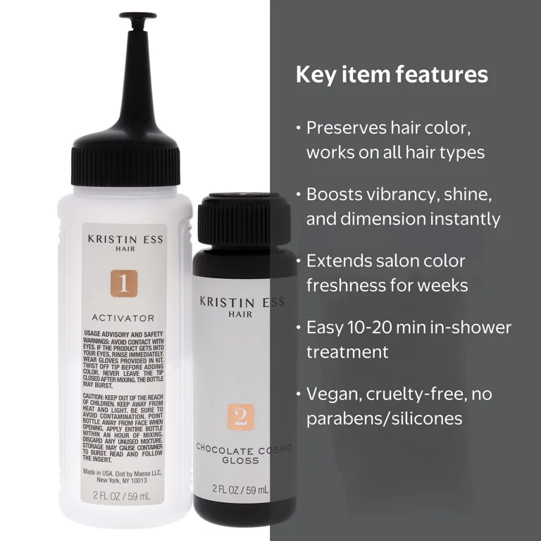 Kristin Ess Hair Gloss in Chocolate Cosmo Dark Golden Brown - 4
