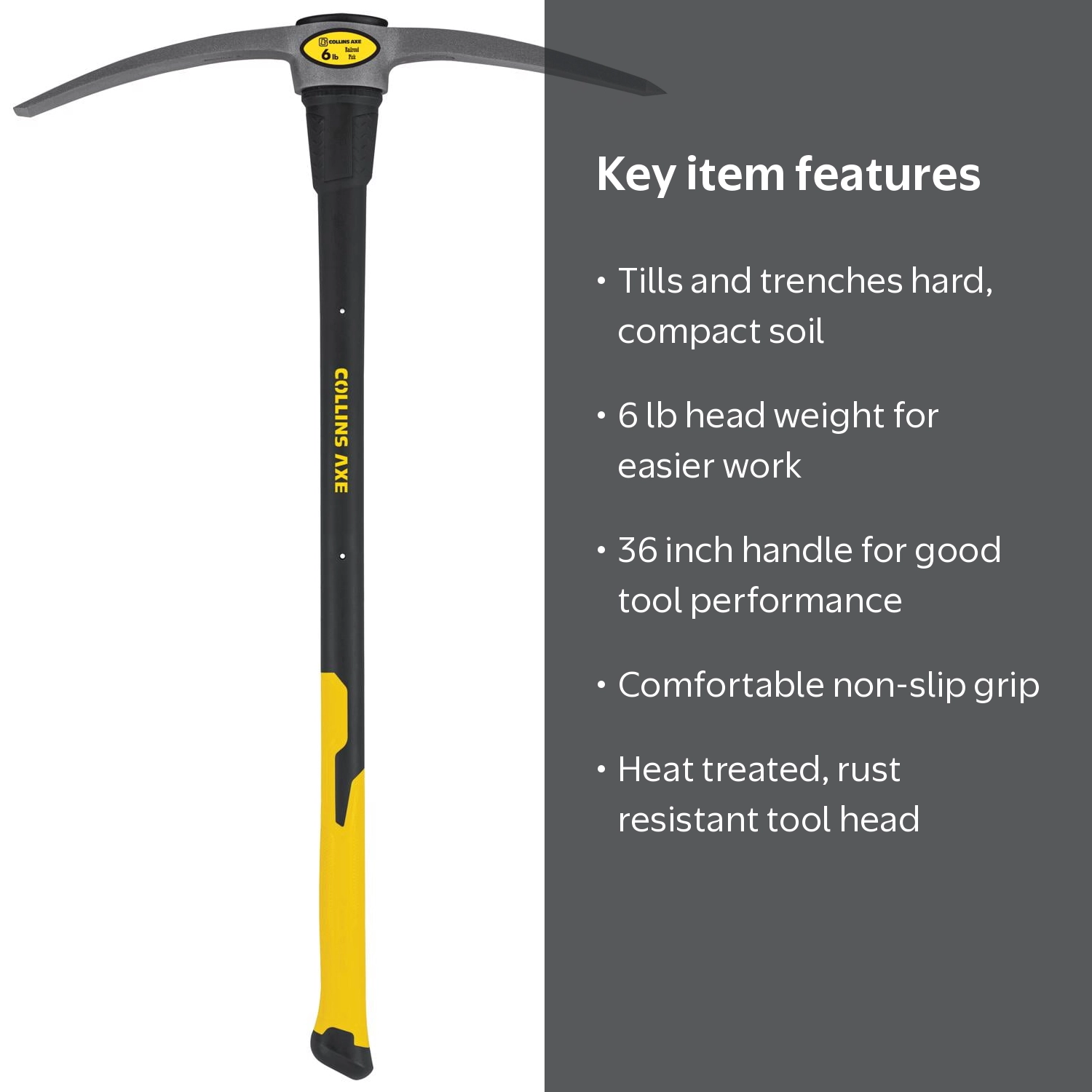 Collins 6 lb Pick Mattock 36 in. Fiberglass Handle - Walmart.com Collins 6 lb Pick Mattock 36 in. Fiberglass Handle - Walmart.com