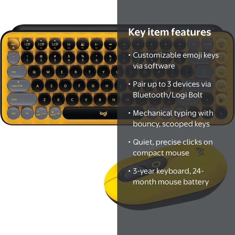 Logitech POP Keys & Mouse Combo Wireless Mechanical Keyboard Emoji