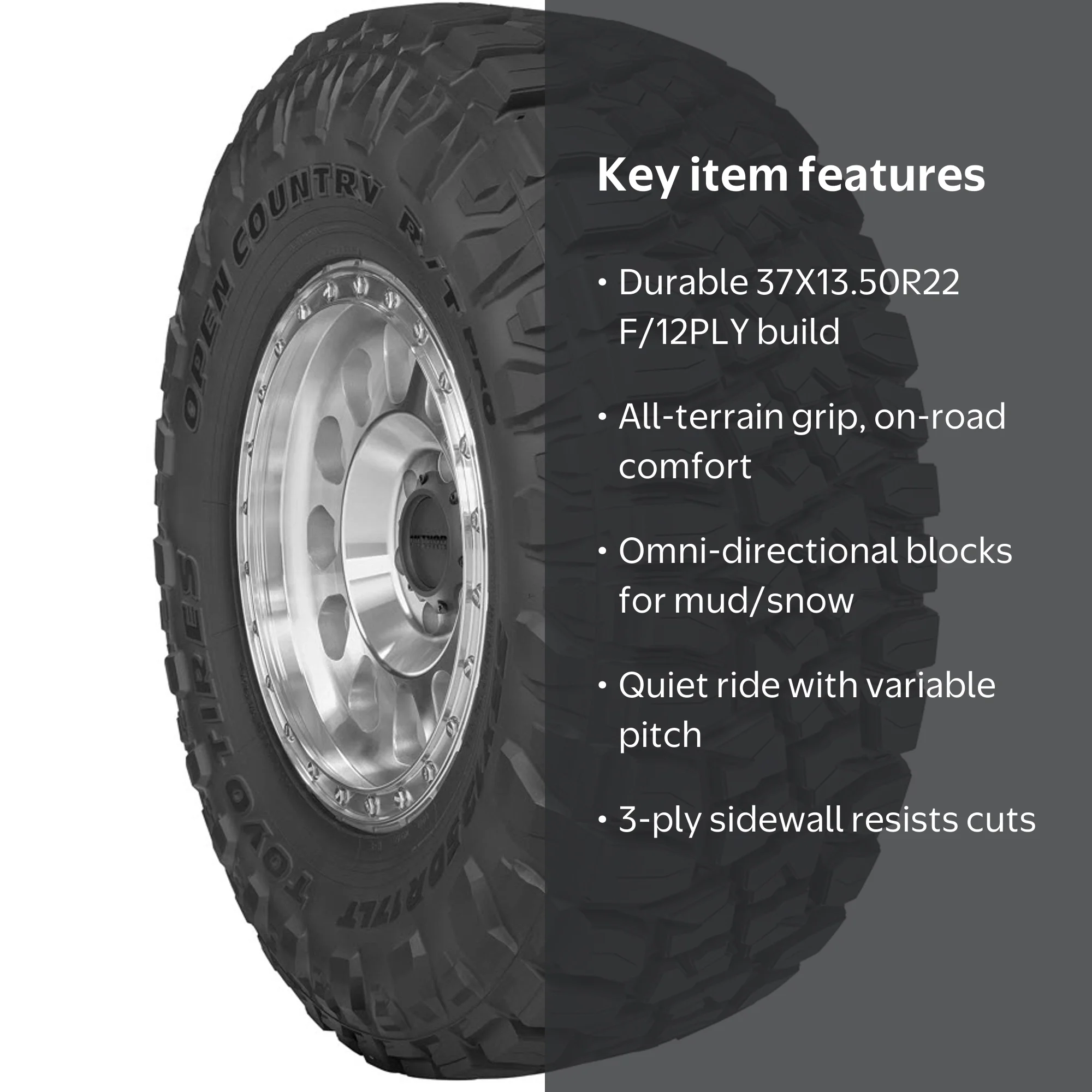 Toyo Open Country R/T Pro 37X13.50R22 F/12PLY - Walmart.com