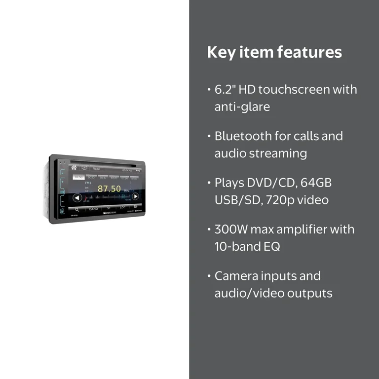 Soundstream VR-65B 6.2” 2-DIN Touchscreen DVD/CD Headunit w
