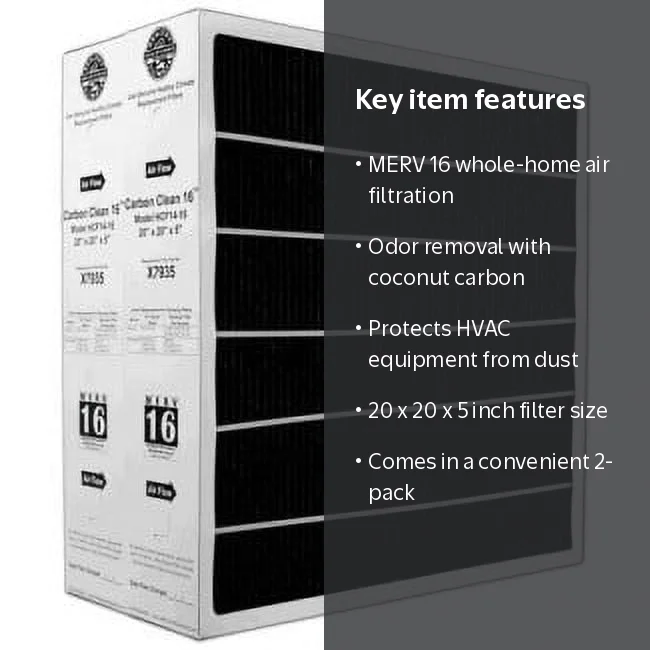 Lennox, Furnace Filter, 20 x 20 x 5 MERV 16, 2 Pack - Walmart.com