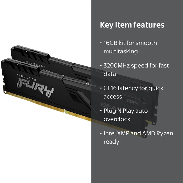 Kingston, Desktop Memory Kit, 16GB (2x8GB), 3200MHz DDR4 - Walmart.com