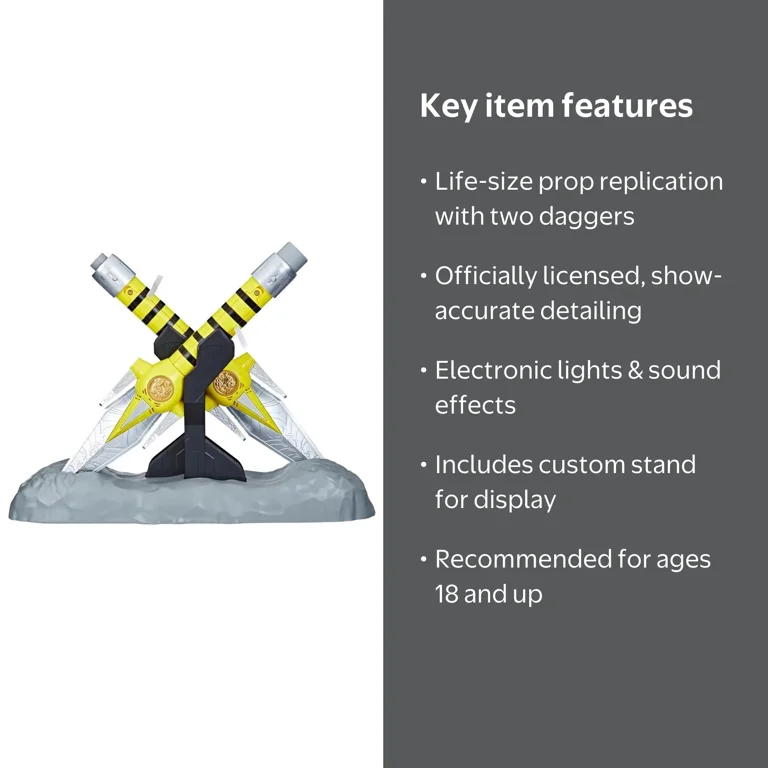 Power Rangers, Prop Replica, Yellow Power Daggers, With Lights