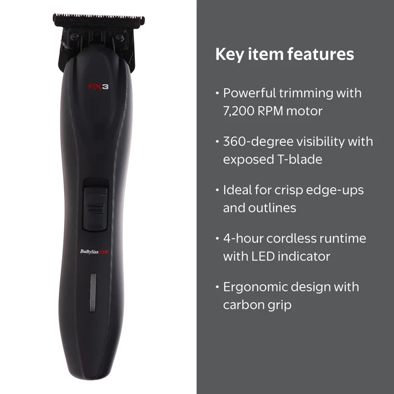 BaBylissPRO FX3 Cordless Professional Hi Torque Trimmer with 3