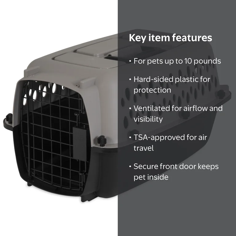 Vibrant Life Extra Small Plastic Hard-Sided Pet Carrier, Black and
