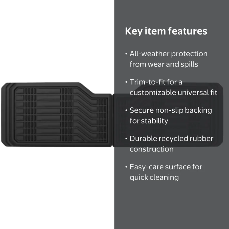 Auto Drive, Car Mat, FL32547B1, All Weather Black Rugged Liner Mat