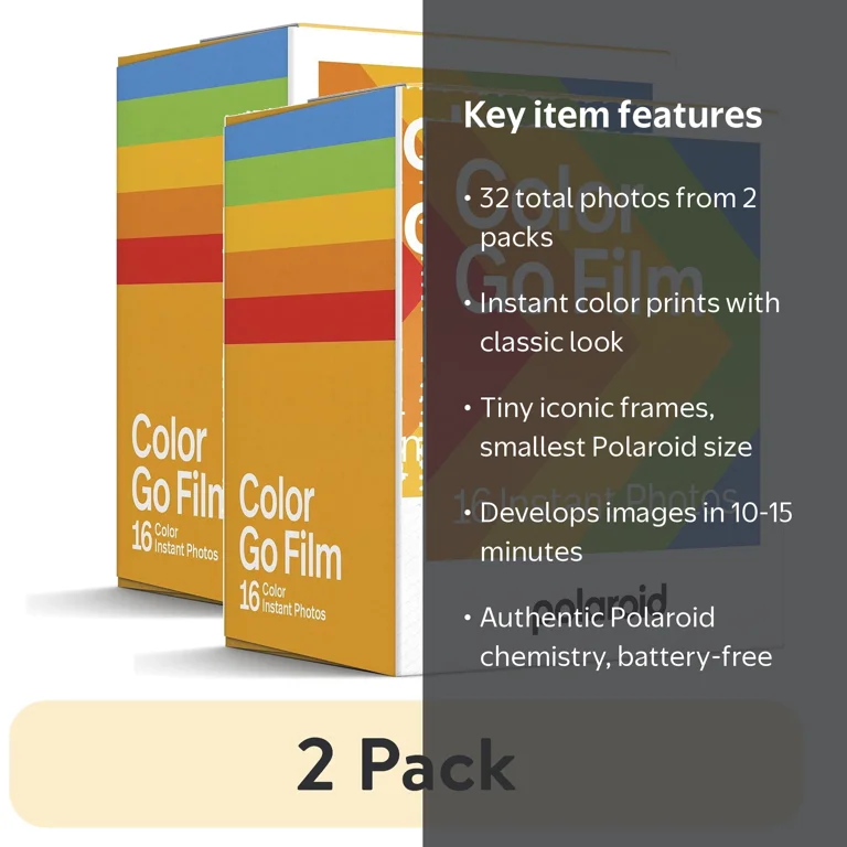 Polaroid Go Camera & Color Go Film 16枚入り 2 pack) Polaroid Go Color Film - Double Pack (16 Photos) - Walmart.com