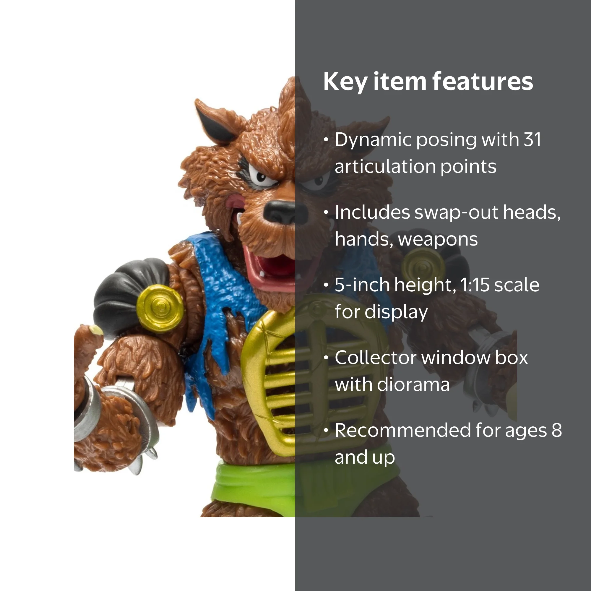 Teenage Mutant Ninja Turtles BST AXN Rahzar 5-Inch Figure for Kids
